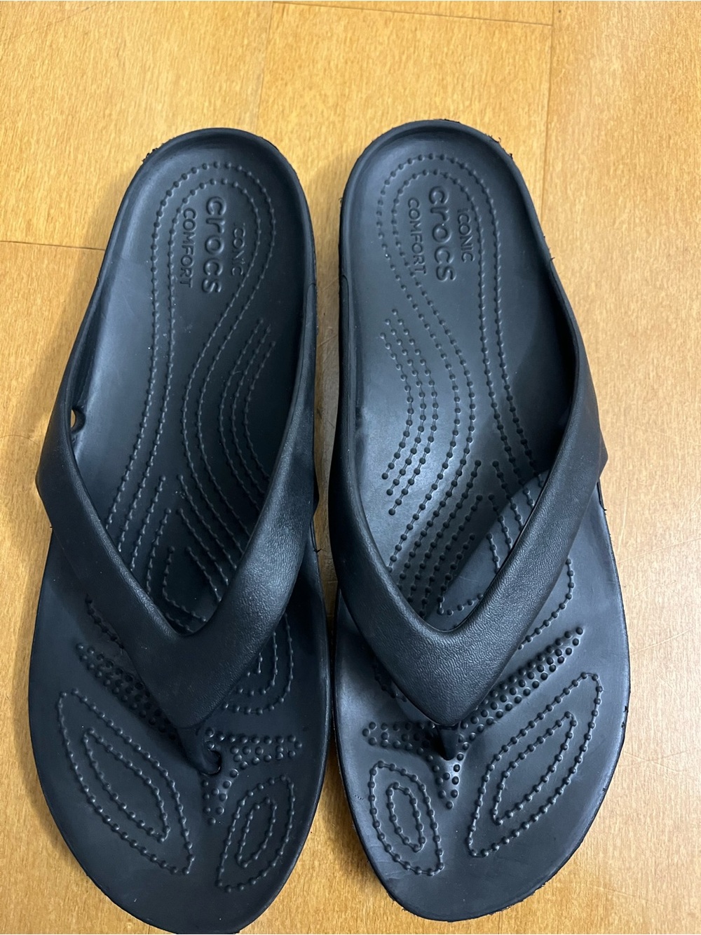 Crocs Kadee II Flip Flops Black Iconic Comfort Women’s Size 9
